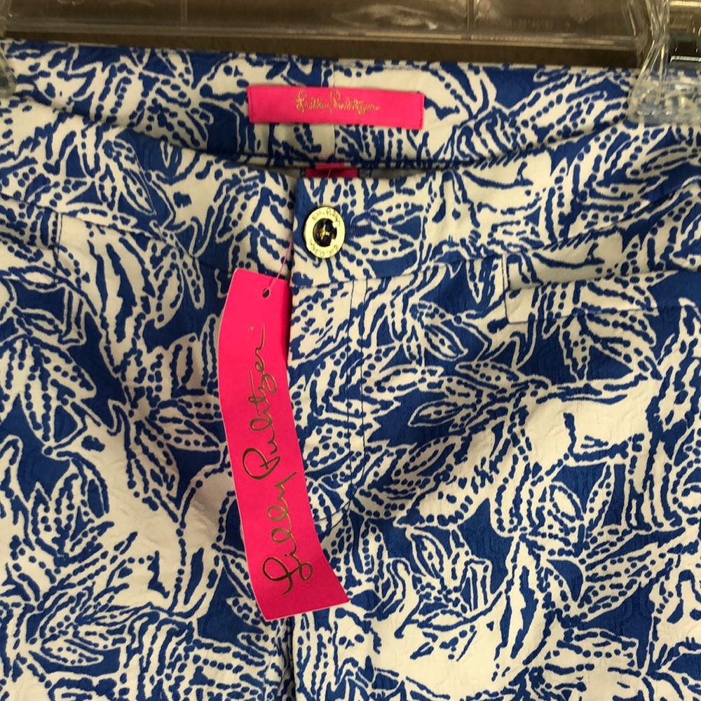 Lilly Pulitzer Kelly Blue and White Skinny Ankle Pants - Picture 3 of 5